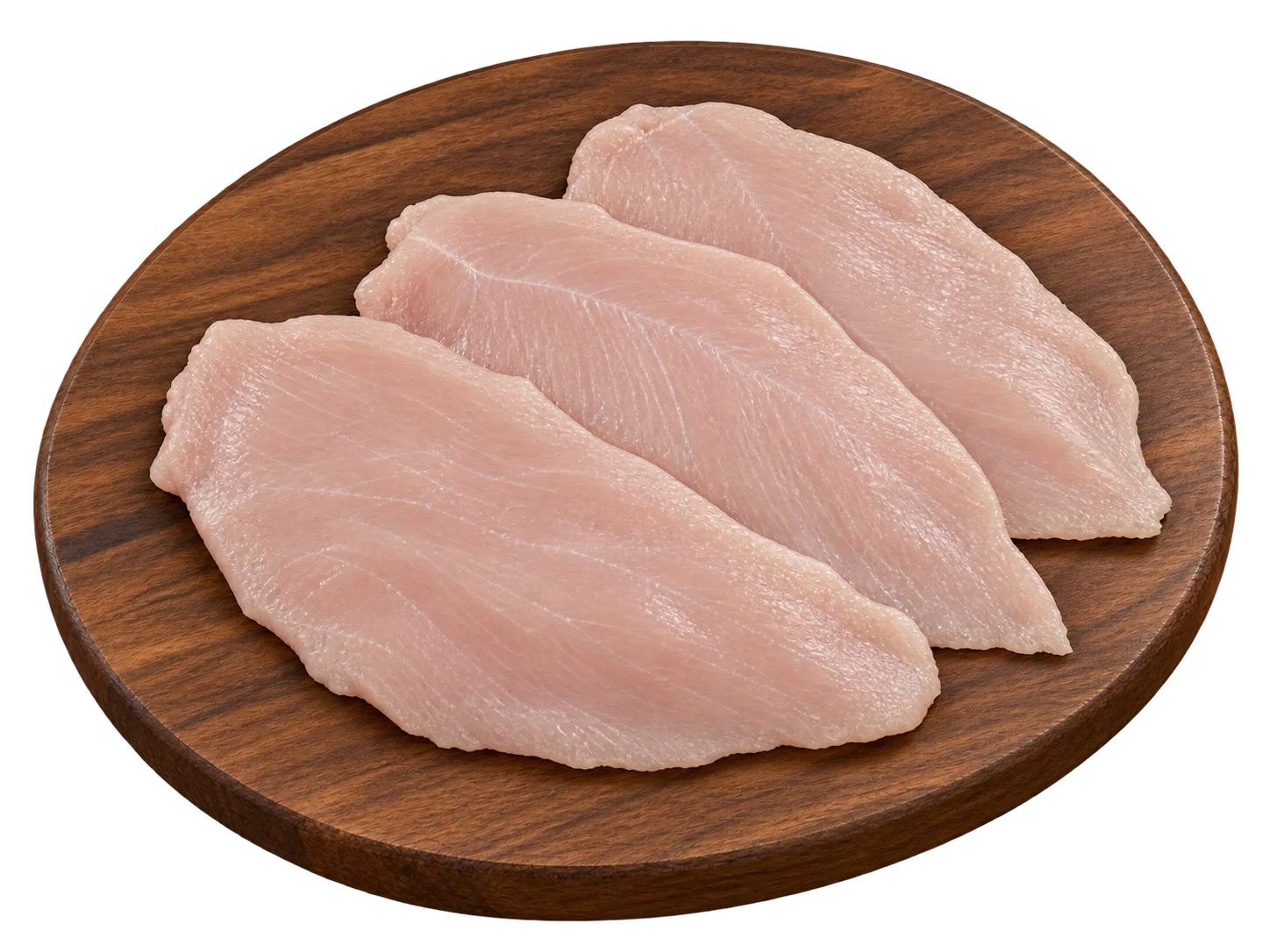 Imagen ilustrativa de milanesa sobre tabla de madera café.